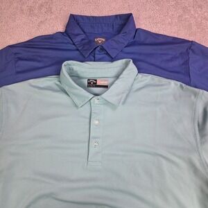 Callaway Opti Dri‎ Golf Polo Lot Mens XL Blue Performance Stretch 2 Pack